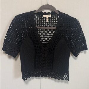 Rebecca Taylor Black Crochet Lace Blouse